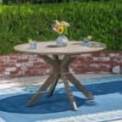 Stanford Outdoor Round Acacia Wood Dining Table with X Base, Gray Finish