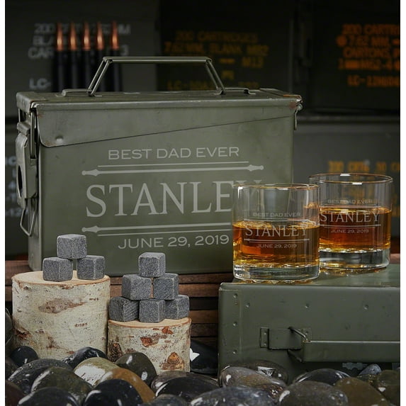 Stanford Personalized Ammo Can and Whiskey Glass Set