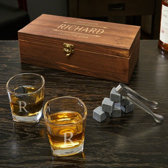 Stanford Personalized Whiskey Stones and Glasses Gift Set