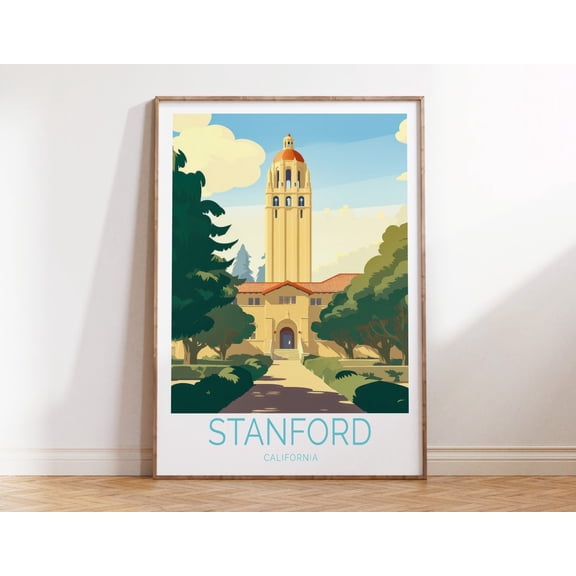 Stanford University California San Francisco Travel Wall Art, Stretched Canvas Size 16x24