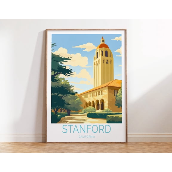 Stanford University California San Francisco Travel Wall Art V2, Unframed Canvas Size 8x12