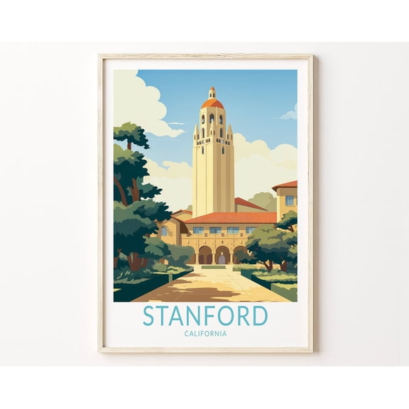 Stanford University Travel Poster, Stanford Travel Wall Art, California Stanford Wall Art, University Campus Travel Wall Decor Wall Art, Modern Wall Decor, 12x18 UNFRAMED