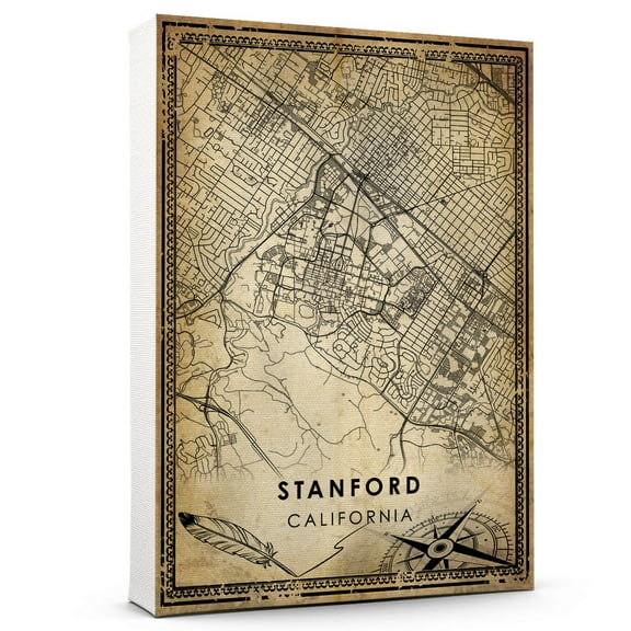 Stanford Vintage Map Prints Canvas, California Map Art Canvas, Canvas, Stanford Map City style vintage Canvas , Canvas Wall Art, Street Map Artwork Canvas