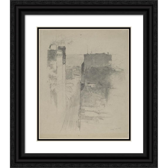 Stanford White 12x14 Black Ornate Wood Framed Double Matted Museum Art Print Titled: The Battery, New York (C. 1900)
