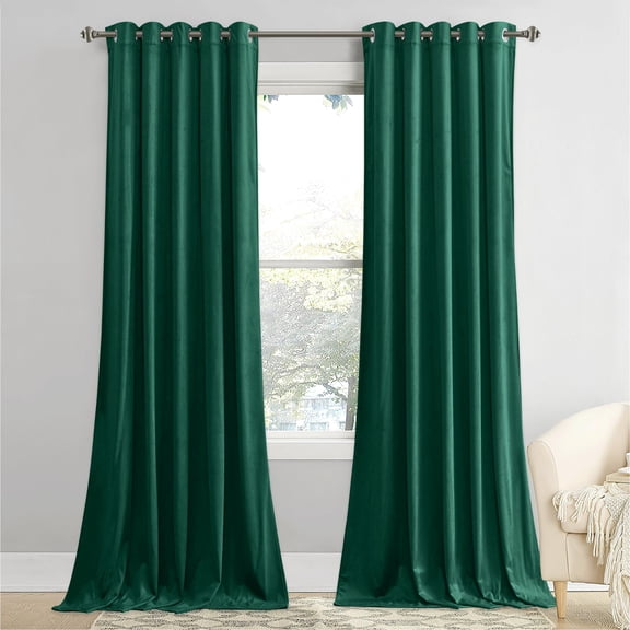 StangH 90 inches Emerald Green Velvet Curtains - 2 Warming Window Covering Panels Heat & Chill Blocking for Nursery Decorative Backdrops for Holiday Party/Birthday, W62 x L90, Set of 2 Y101