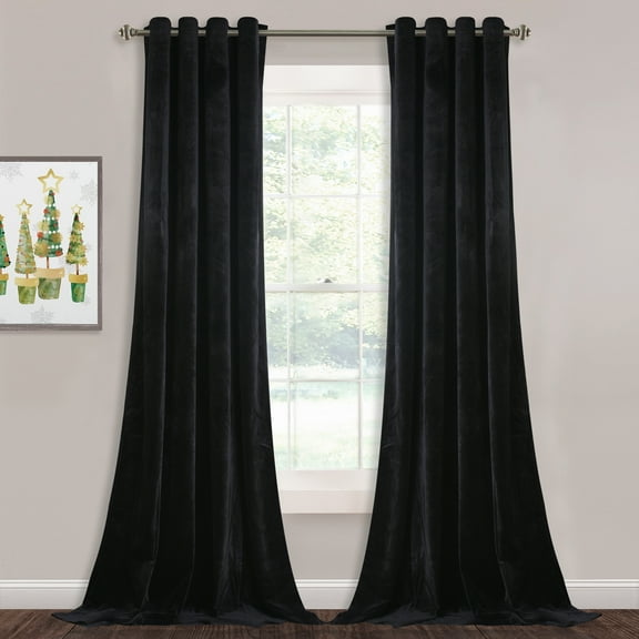StangH Black Blackout Velvet Curtains 84 inches Long - Grommet Thermal Insulated Curtain Panels Chill Resist Keep Warm for Living Room, Black, W52 x L84 Inches, 2 Pieces
