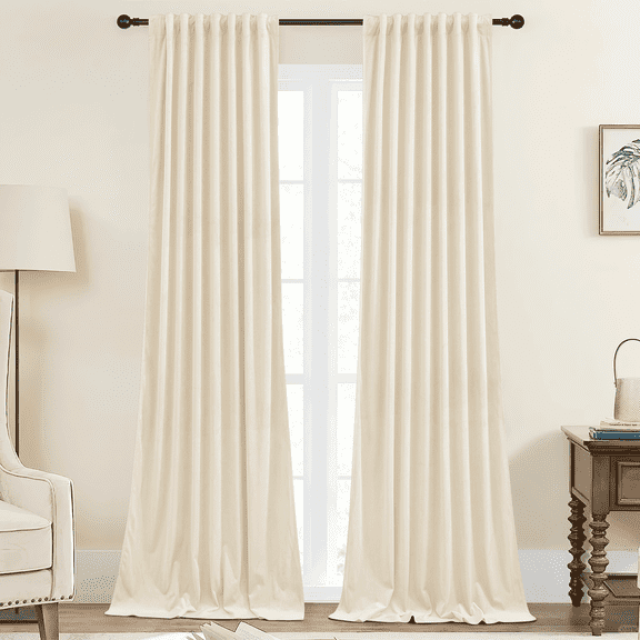 StangH Ivory White Velvet Curtains 84 Inch Length - Light Dimming Thermal Insulated Drapes for Nursery Kids Bedroom Back Tab Privacy for Living Dining Room, W42 x L84, 2 Panels