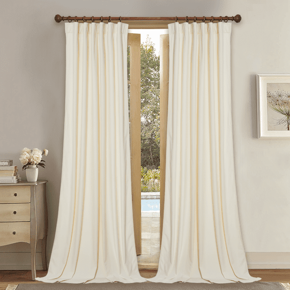StangH Ivory White Velvet Curtains - 96 inches Long Bedroom Privacy Drapes Luxury Home Decoration for Wall Backdrops Room Darkening Window Curtains for Nursery/Wedding, W52 x L96, 2 Panels