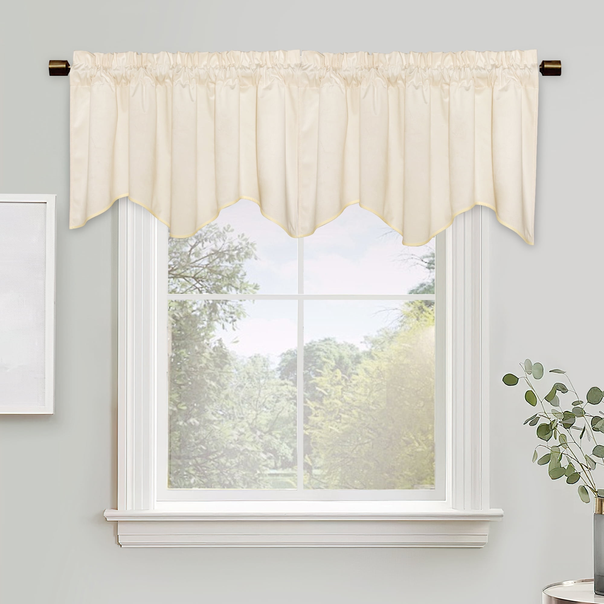 Valance Short StangH Ivory White Velvet Valance, W52 x L18, Short Half Window Tier ...