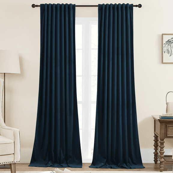 StangH Navy Blue Velvet Curtains 84 inches Long Room Darkening Thermal Insulated Window Drapes Privacy & Temperature Control for Boys Bedroom/Dining Room, W42 x L84, 2 Panels