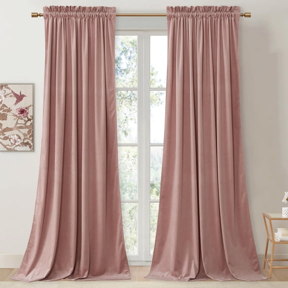 StangH Nursery Pink Velvet Curtains 108 inches Long, Privacy Window Drapes High Ceiling Tall Curtains Home Decoration for Birthday Party Backdrop/Girls Room, W52 x L108, 2 Panels Y101