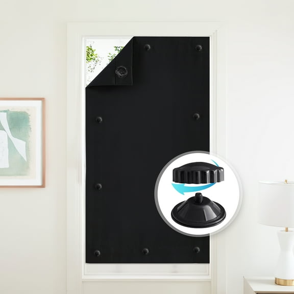 StangH Portable Blackout Blind Curtains for Kitchen / Car Curtains, Temporary Suckers Thermal Insulated Privacy Protect Window Shades Liners for Living Room, Solid Black, W35 x L64, 1 Panel