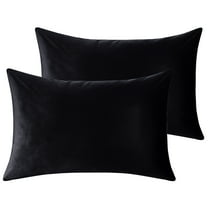 StangH Soft Velvet Pillowcase Bed Pillow Cover for Hair and Skin, Queen Size (Black, 20 x 30 inches) Luxury Warm Pillow Cover with Hidden Zipper Set of 2