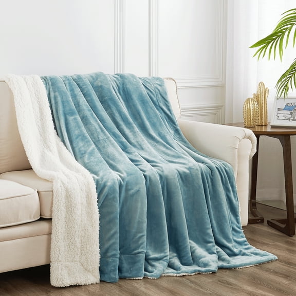 StangH Twin Size Throw Blanket - Thick Reversible Sherpa Blanket for Couch Soft Warm Dog Blanket Cozy Plush Fuzzy Flannel Fleece Throws for Bed Sofa Chair Travel, Twin Size 60 x 80