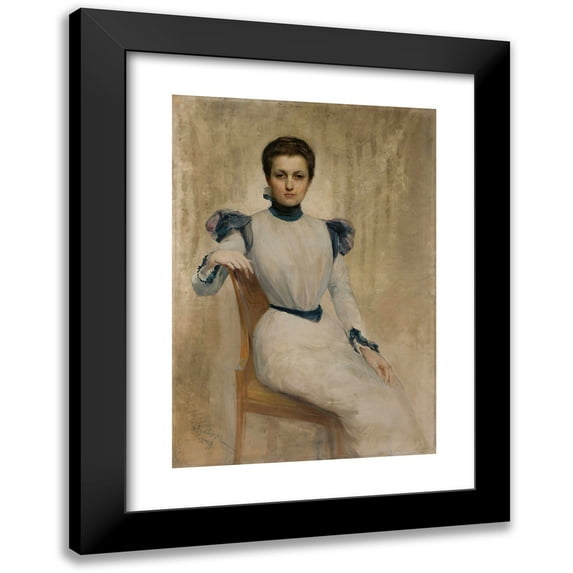 Stanisław Batowski-Kaczor 14x18 Black Modern Framed Museum Art Print Titled - Portrait of a Woman (1898)