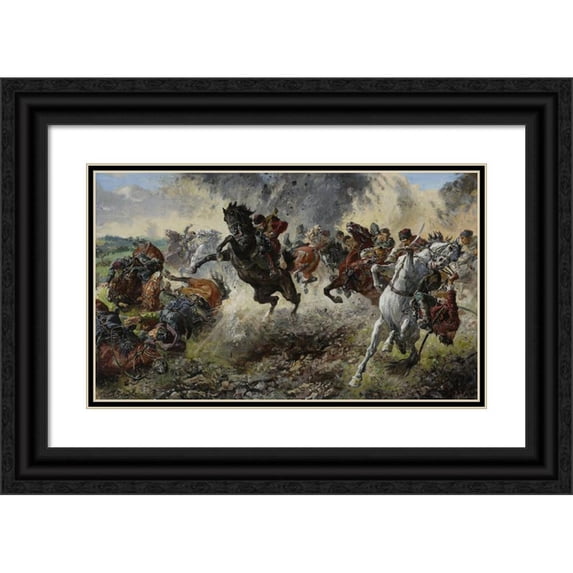 Stanisław Batowski-Kaczor 24x16 Black Ornate Framed Double Matted Museum Art Print Titled: Grenade Exploding (1937)