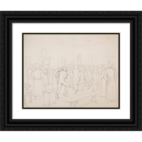 Stanisław Cercha 18x15 Black Ornate Wood Framed Double Matted Museum Art Print Titled - Historical Sketch
