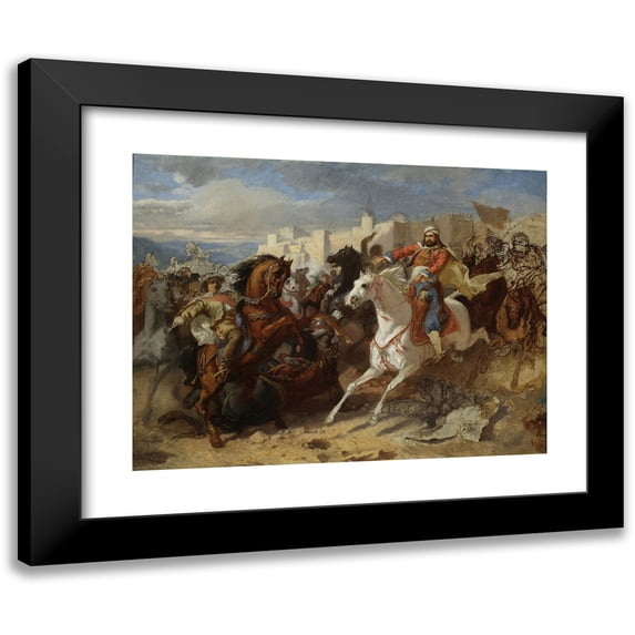 Stanisław Chlebowski 18x15 Black Modern Framed Museum Art Print Titled - Episode from Austro-Turkish Wars, Sketch