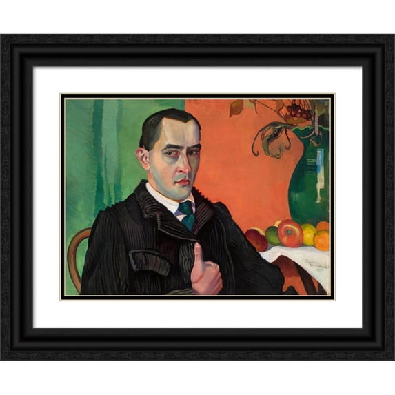 Stanisław Ignacy Witkiewicz 18x14 Black Ornate Wood Framed Double Matted Museum Art Print Titled - Portrait of Maria Stawarska-Golińska (1913)