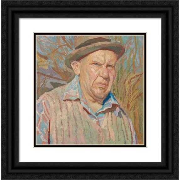 Stanisław Kamocki 12x12 Black Ornate Wood Framed Double Matted Museum Art Print Titled: Self-Portrait (circa 1935)
