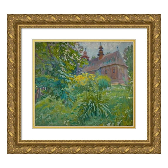 Stanisław Kamocki 22x20 Gold Ornate Framed and Double Matted Museum Art Print Titled - Church Silence (1906-1910)