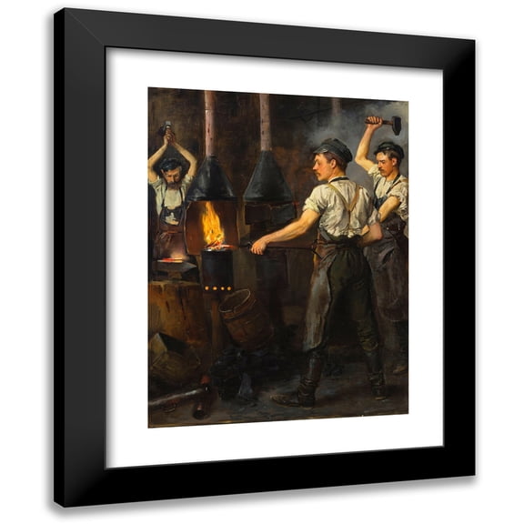 Stanisław Lentz 12x14 Black Modern Framed Museum Art Print Titled - In the Smithy (1899)