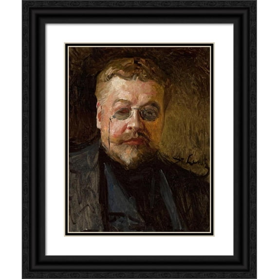 Stanisław Lentz 12x14 Black Ornate Wood Framed Double Matted Museum Art Print Titled: Portrait of Henryk Piątkowski