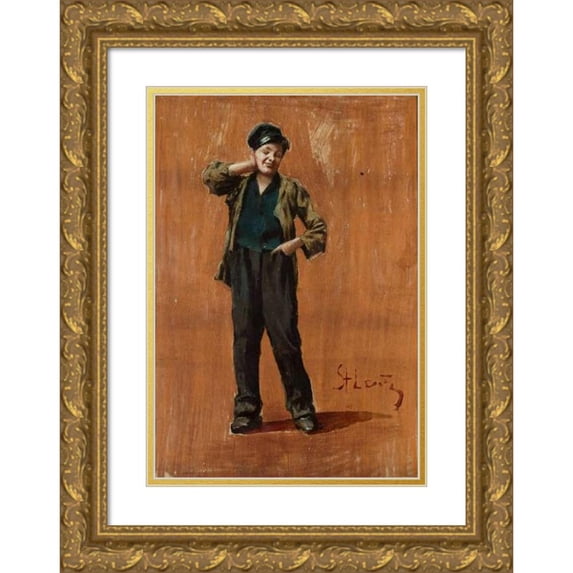 Stanisław Lentz 14x18 Gold Ornate Wood Frame and Double Matted Museum Art Print Titled - Urchin (1893)