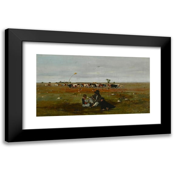 Stanisław Masłowski 24x15 Black Modern Framed Museum Art Print Titled - Pasture (1889)