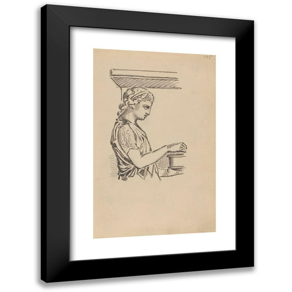 Stanisław Wyspiański 13x18 Black Modern Framed Museum Art Print Titled - Drawing of Classical Bas-Relief; Portrait of a Young Woman (1888)