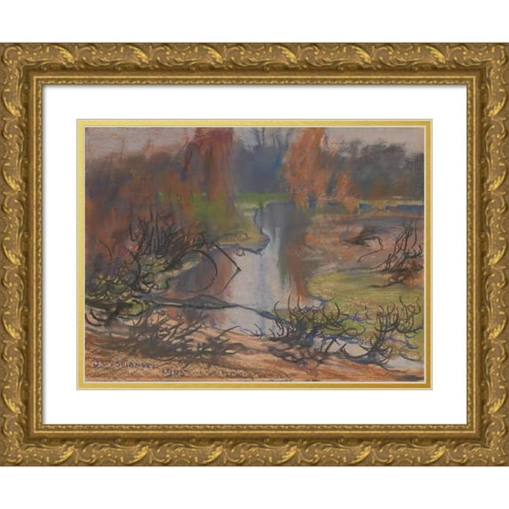 Stanisław Wyspiański 14x11 Gold Ornate Wood Frame and Double Matted Museum Art Print Titled - Landscape from Rudawa (1905)