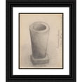 thumbnail image 1 of Stanisław Wyspiański 15x18 Black Ornate Wood Framed Double Matted Museum Art Print Titled - Stone Baptismal Font at the Church in Cięcin. Sketchbook Card (1890), 1 of 5