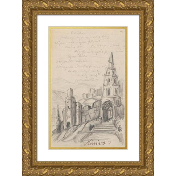 Stanisław Wyspiański 16x24 Gold Ornate Framed and Double Matted Museum Art Print Titled - Nineveh (1882-1885)