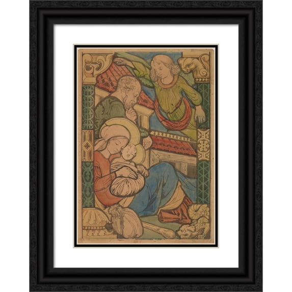 Stanisław Wyspiański 18x24 Black Ornate Framed Double Matted Museum Art Print Titled: Angel Ordering Jozef to Escape to Egypt (1891)