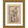 thumbnail image 1 of Stanisław Wyspiański 18x24 Gold Ornate Framed and Double Matted Museum Art Print Titled - Drawing of the Sculpture Depicting the Holy Family (1887), 1 of 4