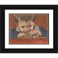 thumbnail image 1 of Stanisław Wyspiański 24x19 Black Ornate Framed Double Matted Museum Art Print Titled: Mietek Leaning on Hands (1904), 1 of 5