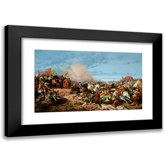 Stanisław von Chlebowski 18x12 Black Modern Framed Museum Art Print Titled - Sobieski at Vienna (1865-1876)