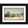 thumbnail image 1 of Stanislas Lépine 24x16 Black Ornate Framed Double Matted Museum Art Print Titled: View of the Louvre, 1 of 5