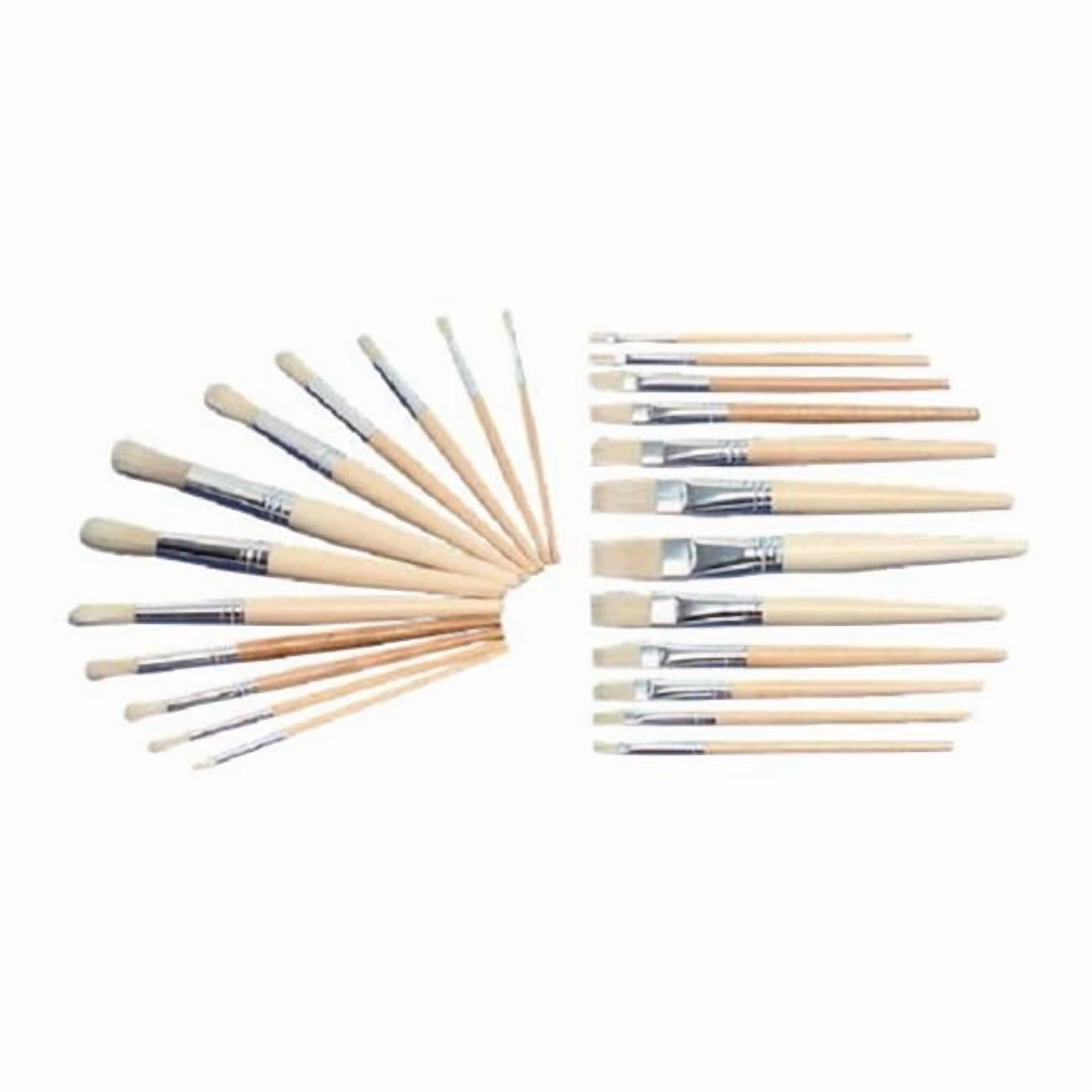 Stanislaus Imports  Sax Flat & Round White Bristle Short Lacquered Wood Handle Paint Brush Assortment - Assorted Size - Pack of 24