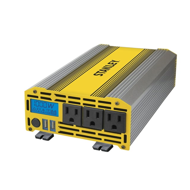 Stanley 1000-Watt Digital Car Power Inverter W/ 3 AC Outlets,  2 USB Ports (PI1000S)