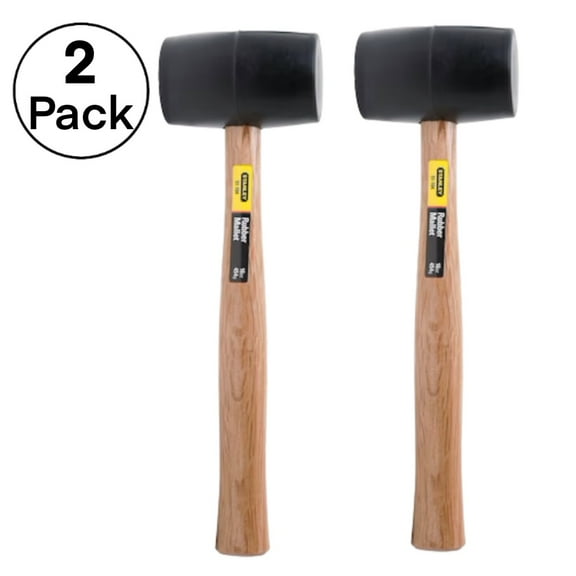 Stanley 16 oz. Rubber Mallet Hammer, Natural Wood Handle, Ideal for Carpenter Hand Tool, 11 3/4 inch Pack of 2