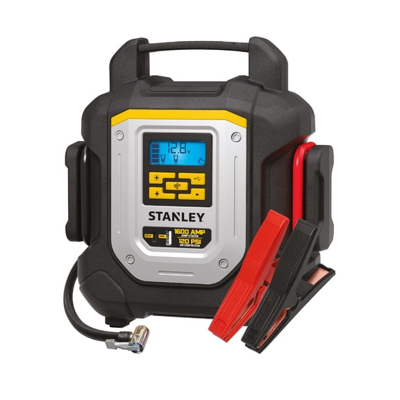 Stanley 1600 Peak Amp Lithium Jump Starter, USB Power Bank, Compressor