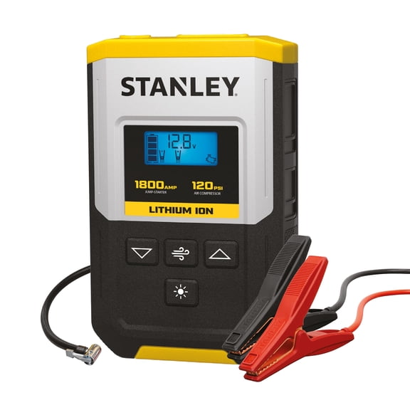 Stanley 1800 Peak Amp Lithium Jump Starter, USB Power Bank, Compressor