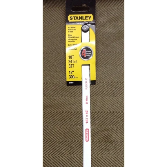 Stanley #20-069 4-Pack Combination Bi-Metal Hacksaw Blades 18,24,32 Teeth X 12"