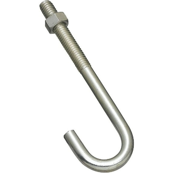 National Hardware 3/8 In. x 5 In. Zinc J Bolt N232-959 Pack of 10