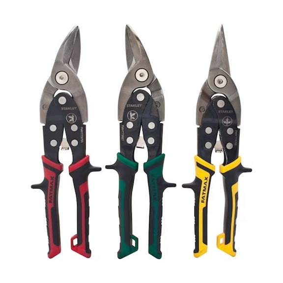 Stanley 3 Piece FatMax Aviation Tin Snip Set with Steel Blades, Multicolor
