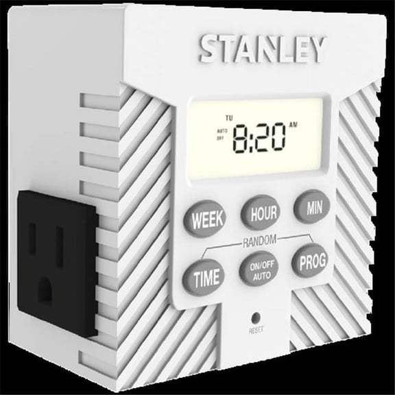 Stanley 31259 3 x 3 x 1.5 in. Timermax Indoor 2-Outlet Weekly Digital Timer, White