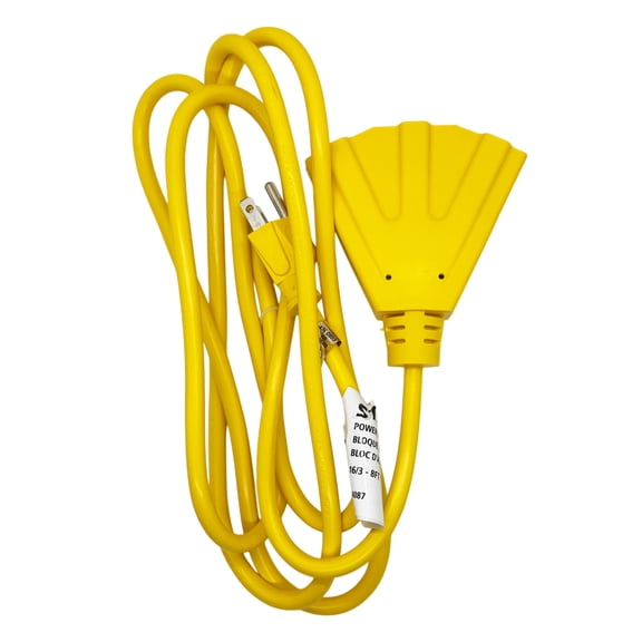 STANLEY Power Block 8-Ft. 3-Outlet Outdoor Extension Cord, Yellow