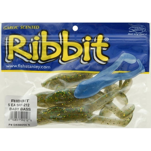 Stanley 4" Ribbit Rubber Frog Softbait, Baby Bass, 5 pack