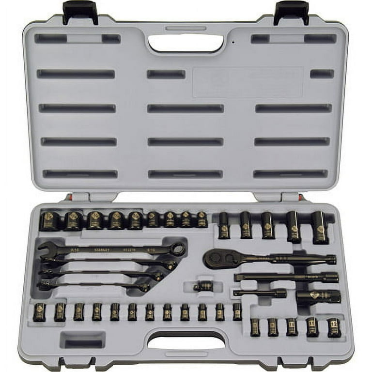 Stanley Standard Socket Set: 41 PC, 1/4mm Drive, 5/32 to 11/16 Socket - 12 Points, Chrome | Part #STMT74860